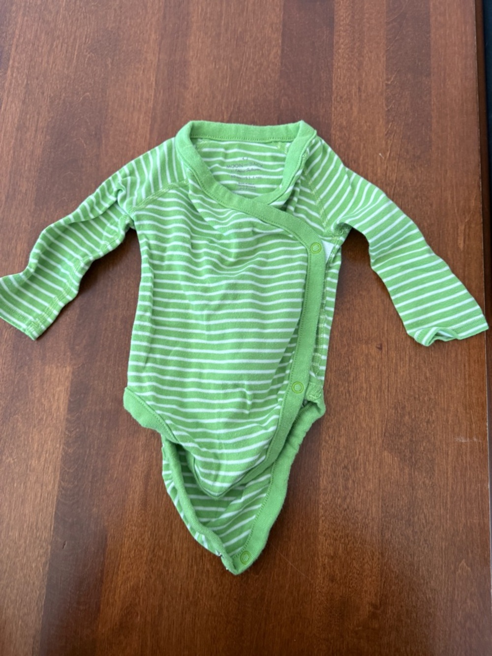 Hanna Andersson Green & White Striped Infant Wrap One-Piece